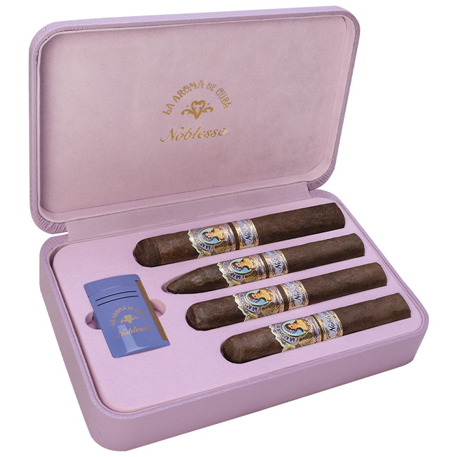 La Aroma de Cuba Noblesse 4-Cigar + ST Dupont Lighter Gift Set